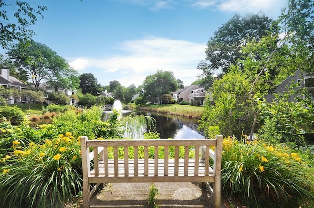 view of community featuring a water view