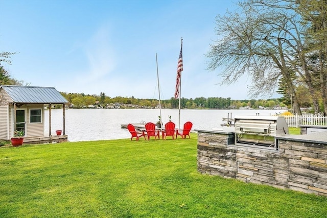 2 Coles Grove Rd, Derry, NH 03038 - view of yard with an outdoor kitchen and a water view