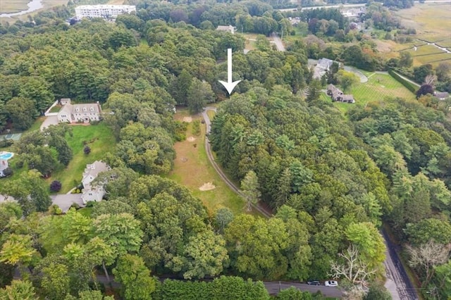 48 Neal Gate St, Scituate, MA 02066 - drone / aerial view featuring a wooded view