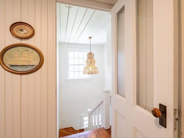 doorway to outside with light wood-style flooring