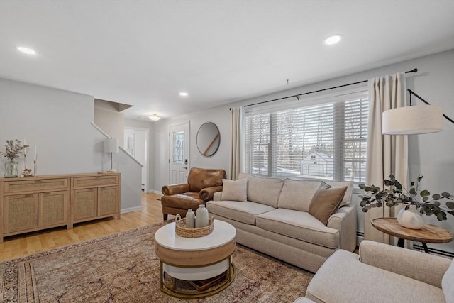 living room featuring light hardwood / wood-style floors