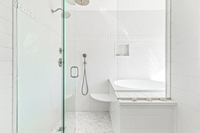 bathroom with a shower stall