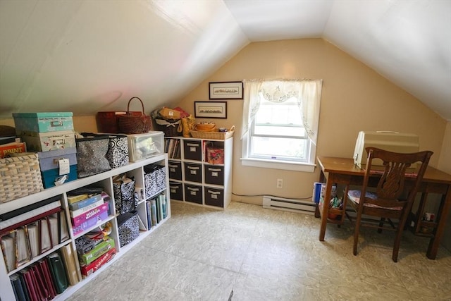 39 Crest Ave, Lunenburg, MA 01462 - home office with baseboard heating and vaulted ceiling