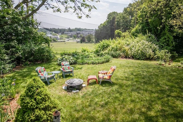 39 Crest Ave, Lunenburg, MA 01462 - view of grassy yard featuring a fire pit