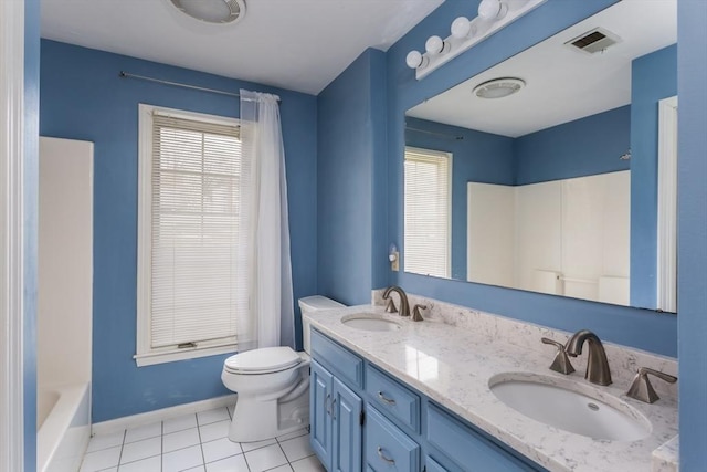 bathroom with visible vents, a wealth of natural light, and a sink