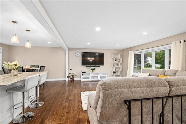 40 Richard Ave, Shrewsbury, MA 01545 - living area with dark wood-style flooring, baseboards, and recessed lighting