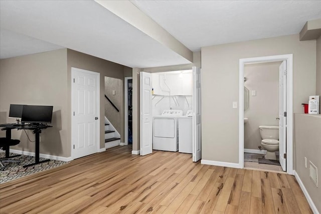 40 Richard Ave, Shrewsbury, MA 01545 - interior space with separate washer and dryer, light wood-type flooring, baseboards, and ensuite bath