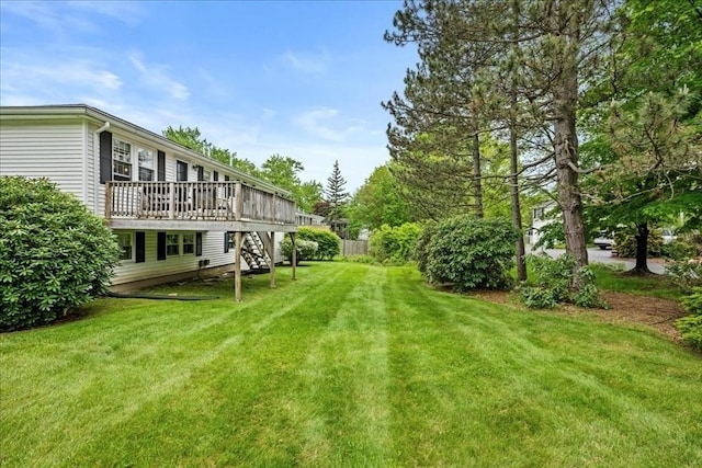 40 Richard Ave, Shrewsbury, MA 01545 - view of grassy yard featuring stairway and a wooden deck