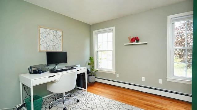 36 Jean Dr, North Attleboro, MA 02760 - office area with a baseboard radiator, light wood-style flooring, and healthy amount of natural light