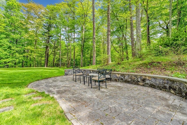10 Whitney Rd, Stow, MA 01775 - view of patio featuring a forest view