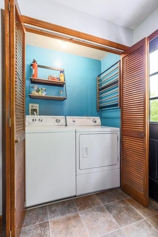 83 Everett Rd, Barre, MA 01005 - laundry area featuring washing machine and clothes dryer and stone finish floors