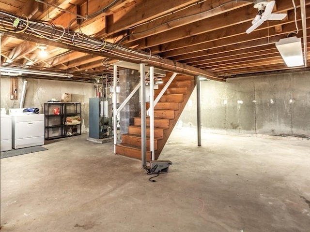 basement with independent washer and dryer