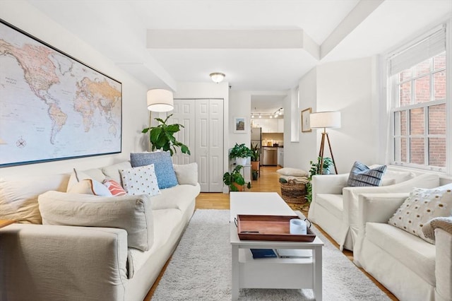 living room featuring light hardwood / wood-style flooring