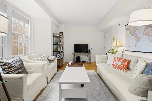 living room featuring light wood-type flooring