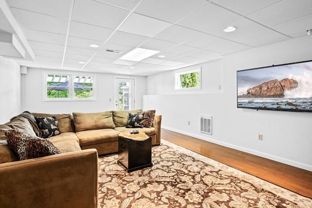 9 Wescott Rd, Andover, MA 01810 - living room featuring wood finished floors, baseboards, recessed lighting, and a drop ceiling