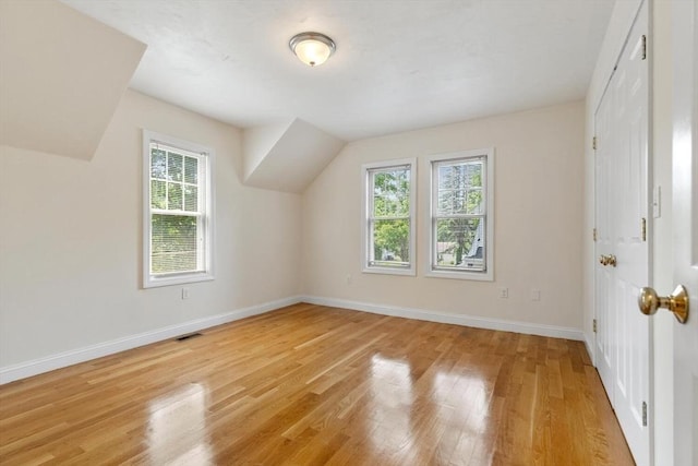 111-113 Pleasant St, Milton, MA 02186 - additional living space featuring light wood-style floors and vaulted ceiling