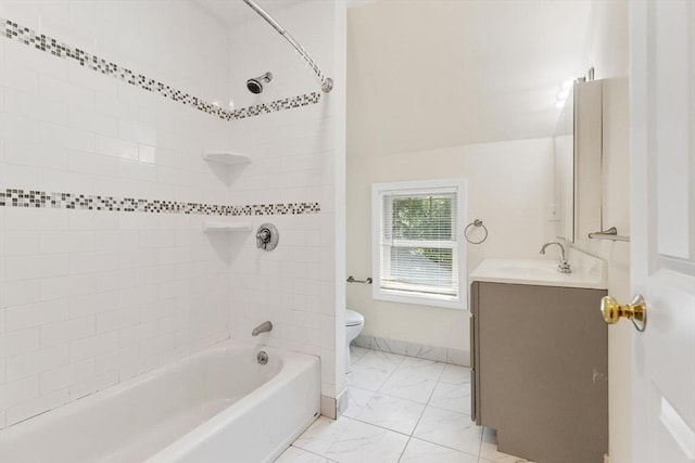 111-113 Pleasant St, Milton, MA 02186 - full bathroom featuring marble look tiles, vanity, and shower / bath combination