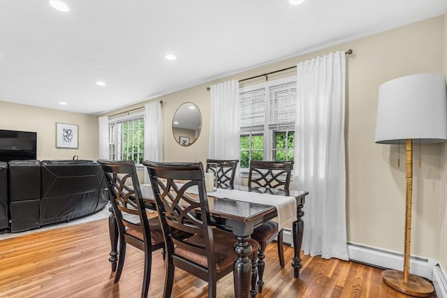 23 Cherokee Rd, Acton, MA 01720 - dining space with wood finished floors, recessed lighting, and a baseboard radiator