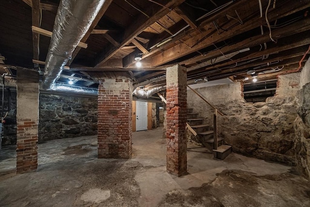 unfinished below grade area with stairs