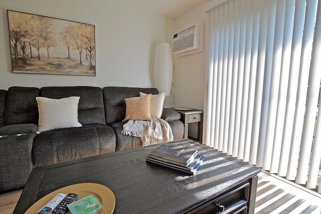 151 Bittersweet Ln Unit 208, Randolph, MA 02368 - living room with an AC wall unit and healthy amount of natural light