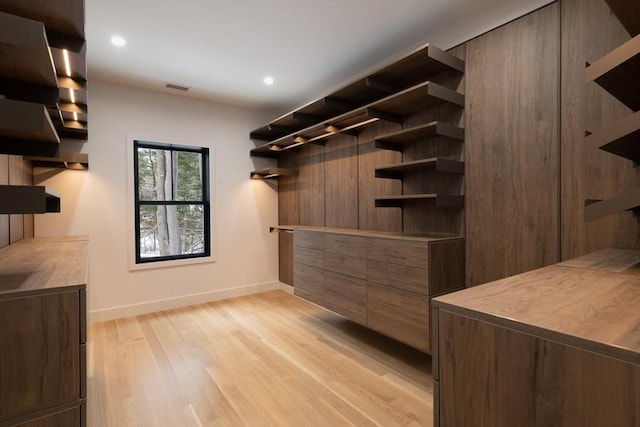 walk in closet featuring light hardwood / wood-style floors