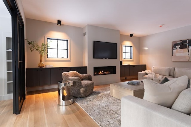 living room featuring light hardwood / wood-style flooring