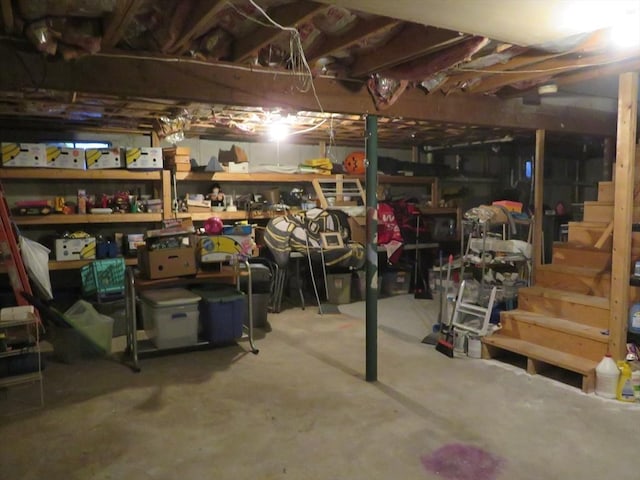 view of unfinished basement