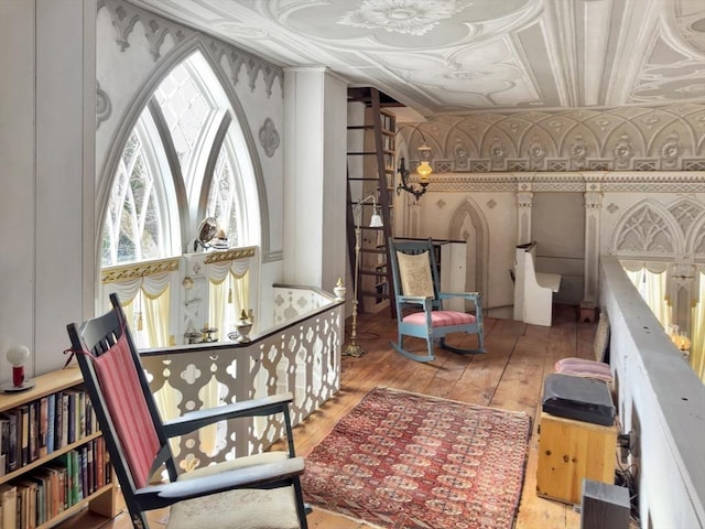 living area with light wood-type flooring