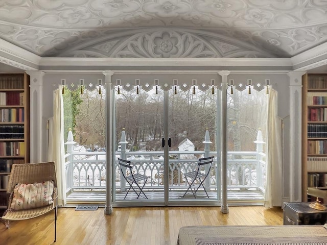 doorway featuring hardwood / wood-style flooring