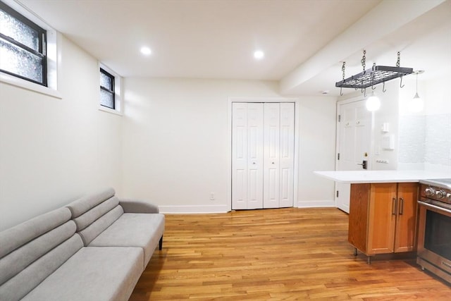 interior space featuring light wood-type flooring