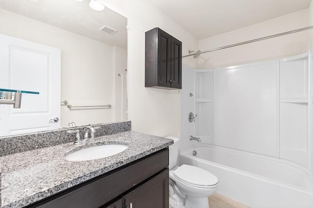 184 Stonehaven Dr, Weymouth, MA 02190 - bathroom with vanity, shower / washtub combination, toilet, and tile patterned floors