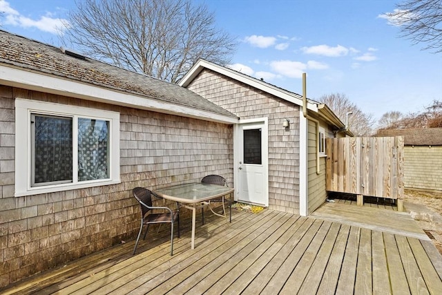 deck with fence and outdoor dining space