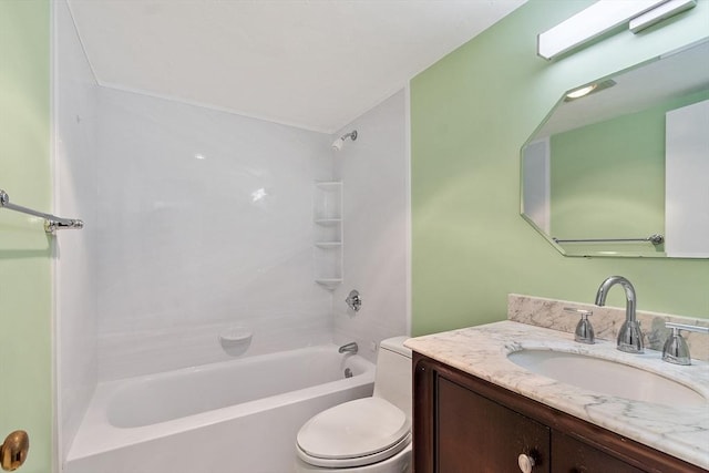 full bathroom featuring vanity, toilet, and shower / washtub combination