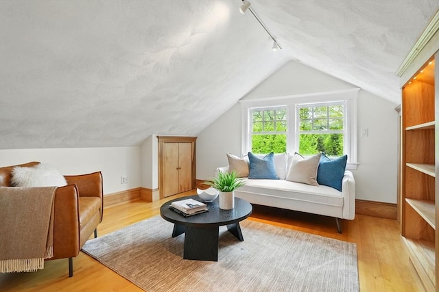 11 Longfellow Rd, Cambridge, MA 02138 - sitting room with track lighting, light wood-style floors, lofted ceiling, and baseboards