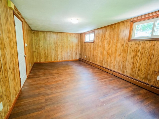 461 Aiken Ave, Dracut, MA 01826 - unfurnished room featuring wood finished floors, baseboard heating, and wooden walls