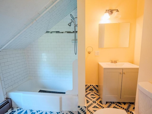 461 Aiken Ave, Dracut, MA 01826 - bathroom featuring vanity, baseboard heating, and shower / bathtub combination