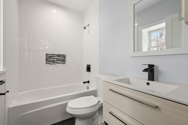 167 Charles St, Waltham, MA 02453 - bathroom with toilet, washtub / shower combination, and vanity