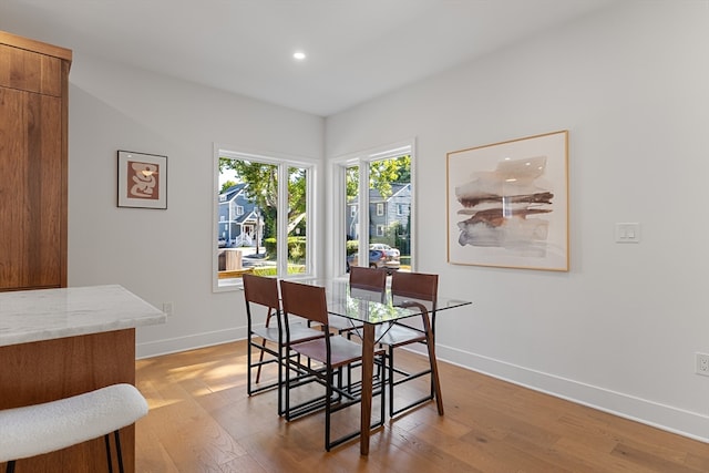 dining area featuring light hardwood / wood-style floors