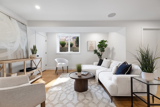 living room with light wood-type flooring