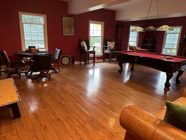 6 Everett Cir, Hopkinton, MA 01748 - game room with wood-type flooring, billiards, and a healthy amount of sunlight