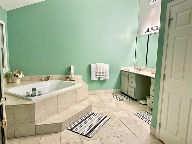 6 Everett Cir, Hopkinton, MA 01748 - full bathroom with tile patterned flooring, vanity, and a garden tub