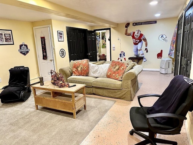 6 Everett Cir, Hopkinton, MA 01748 - living area featuring speckled floor and baseboards