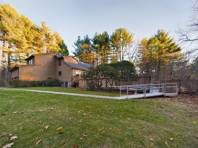 view of yard featuring a deck