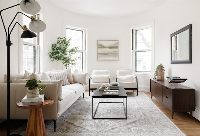 living room with wood finished floors