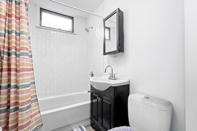 570 William St, Fall River, MA 02721 - bathroom with vanity, shower / tub combo with curtain, and toilet