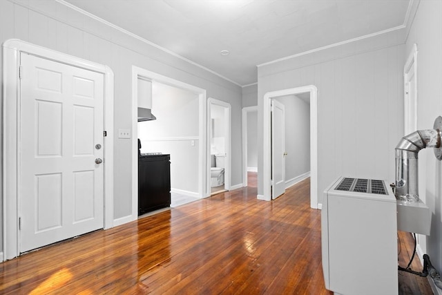570 William St, Fall River, MA 02721 - unfurnished living room featuring crown molding, hardwood / wood-style flooring, and baseboards