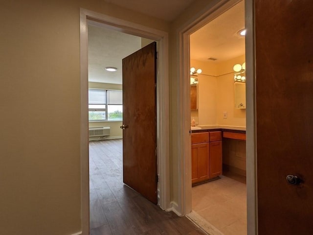 hall featuring hardwood / wood-style floors