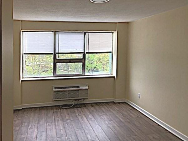 unfurnished room with hardwood / wood-style flooring, an AC wall unit, and a healthy amount of sunlight