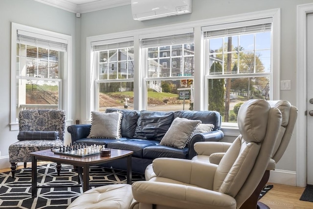 sunroom / solarium with an AC wall unit