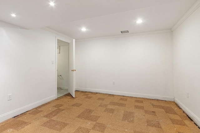 12 Debra Ln, Framingham, MA 01701 - unfurnished room with recessed lighting, baseboards, light floors, and ornamental molding